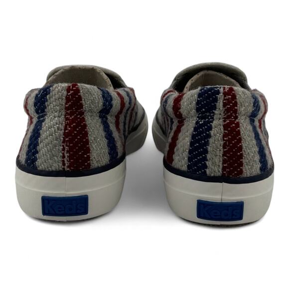 Keds x Swans Island Anchor Slip-On Sneakers – Gray with Red & Blue Stripes - Picture 7 of 7